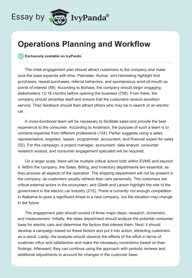 Operations Planning and Workflow. Page 1