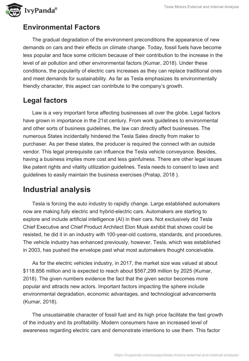 External and Internal Analysis of Tesla Essay. Page 3