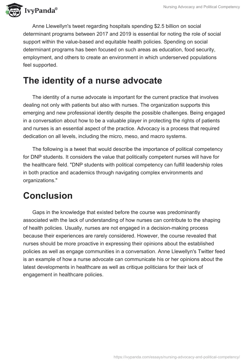 Nursing Advocacy and Political Competency. Page 2