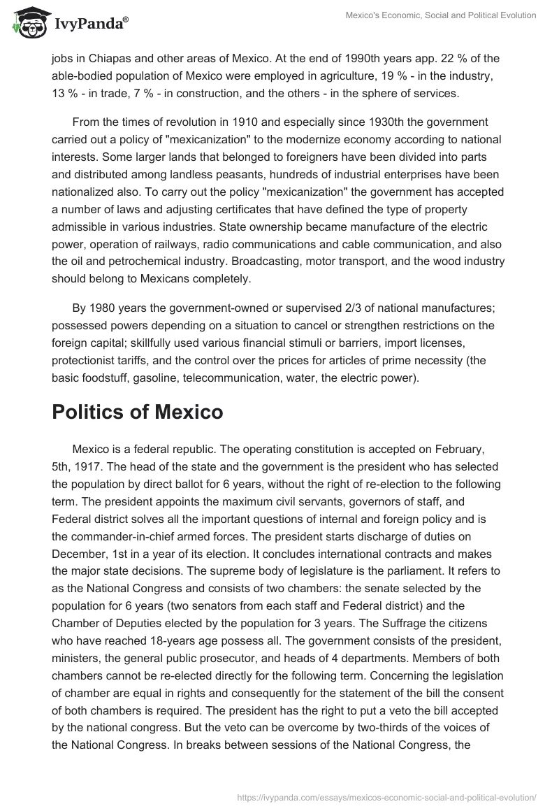 Mexico's Economic, Social and Political Evolution. Page 4