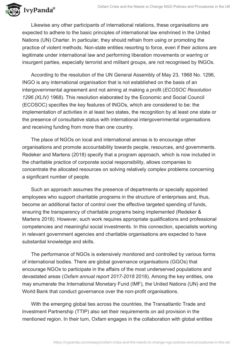 Oxfam Crisis and the Need to Change NGO Policies and Procedures in the UK. Page 4