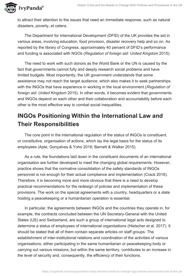 Oxfam Crisis and the Need to Change NGO Policies and Procedures in the UK. Page 5