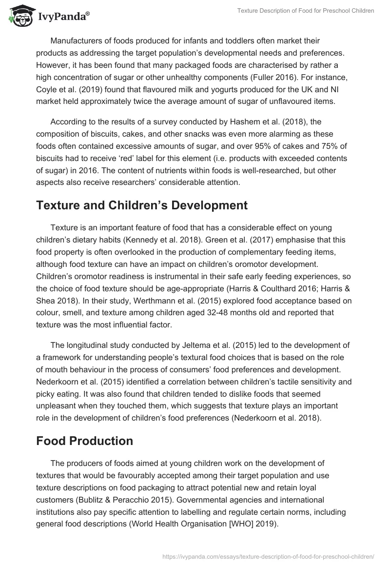 Texture Description of Food for Preschool Children. Page 2