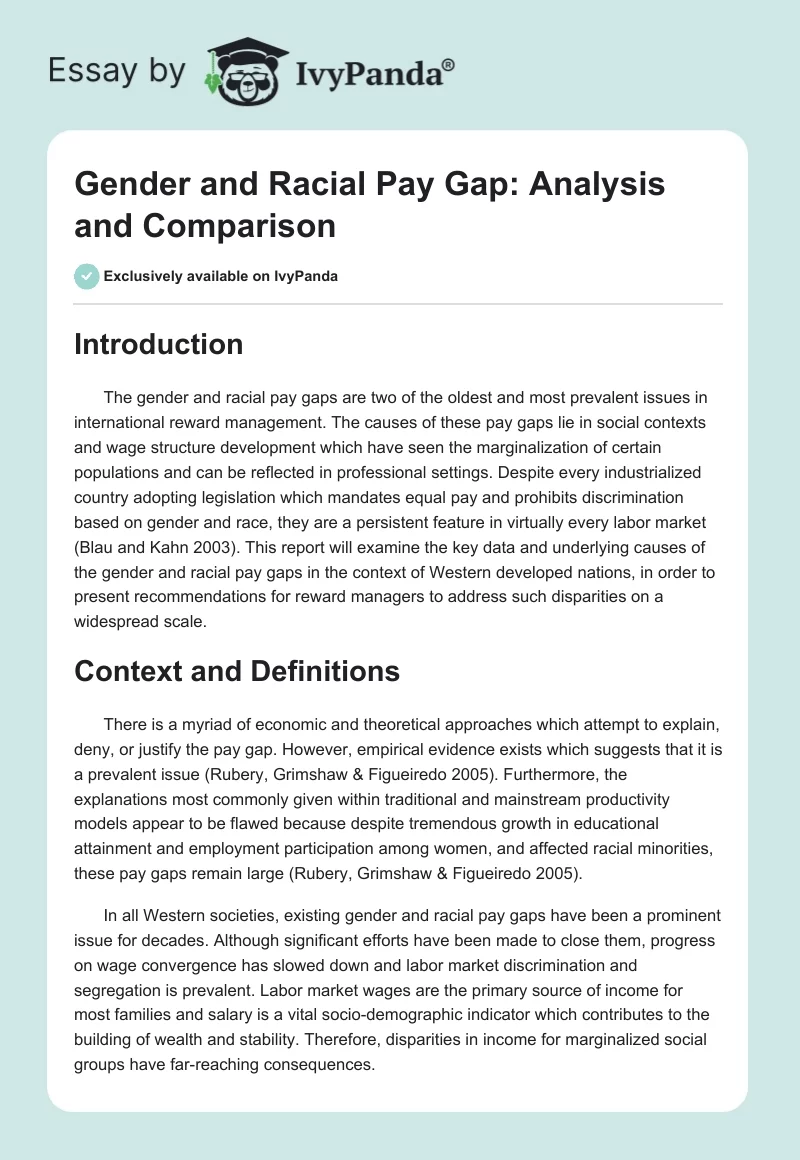 Gender and Racial Pay Gap: Analysis and Comparison. Page 1