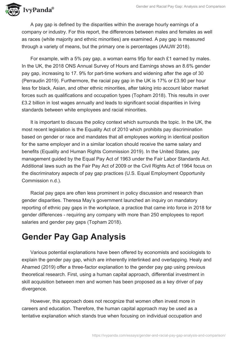 Gender and Racial Pay Gap: Analysis and Comparison. Page 2