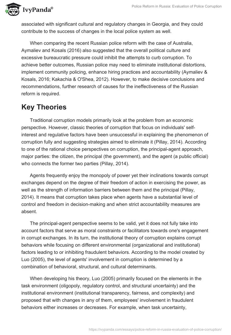Police Reform in Russia: Evaluation of Police Corruption. Page 4
