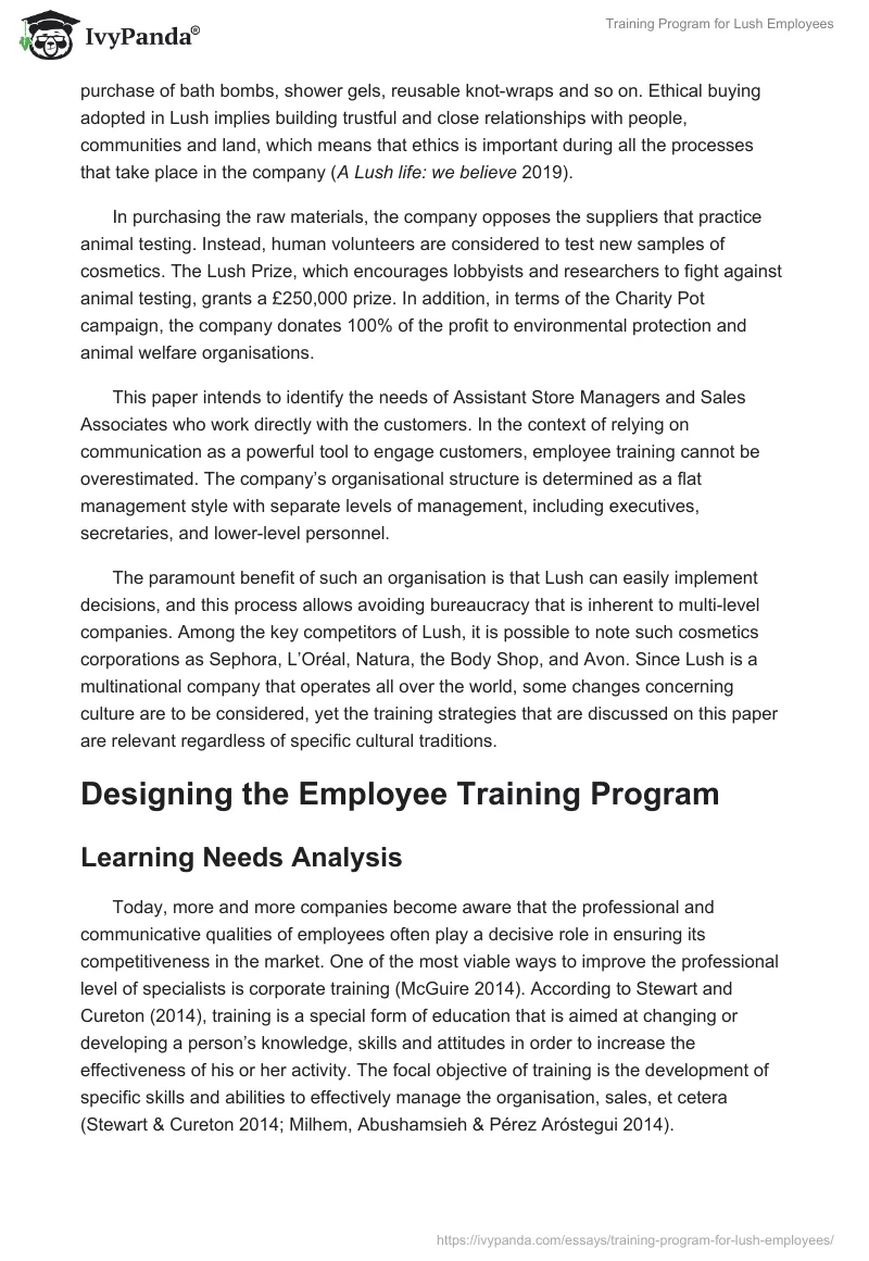 Training Program for Lush Employees. Page 2