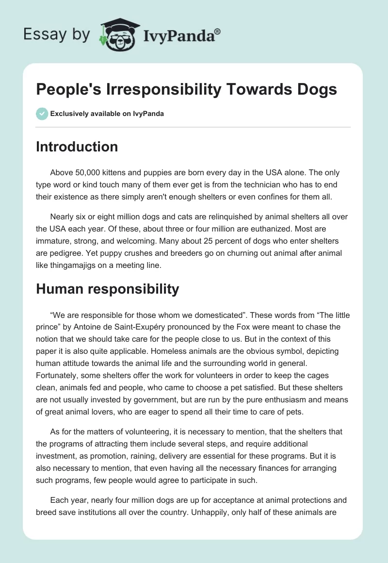 People's Irresponsibility Towards Dogs. Page 1
