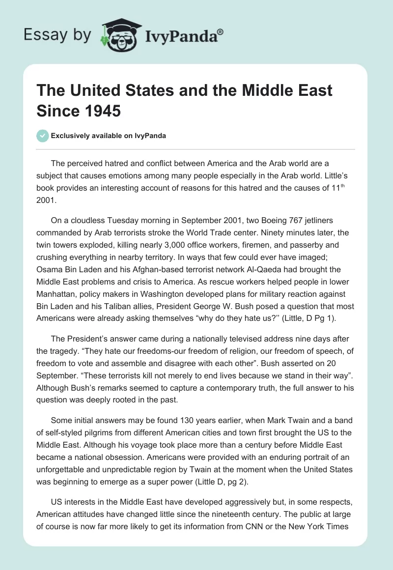 The United States and the Middle East Since 1945. Page 1