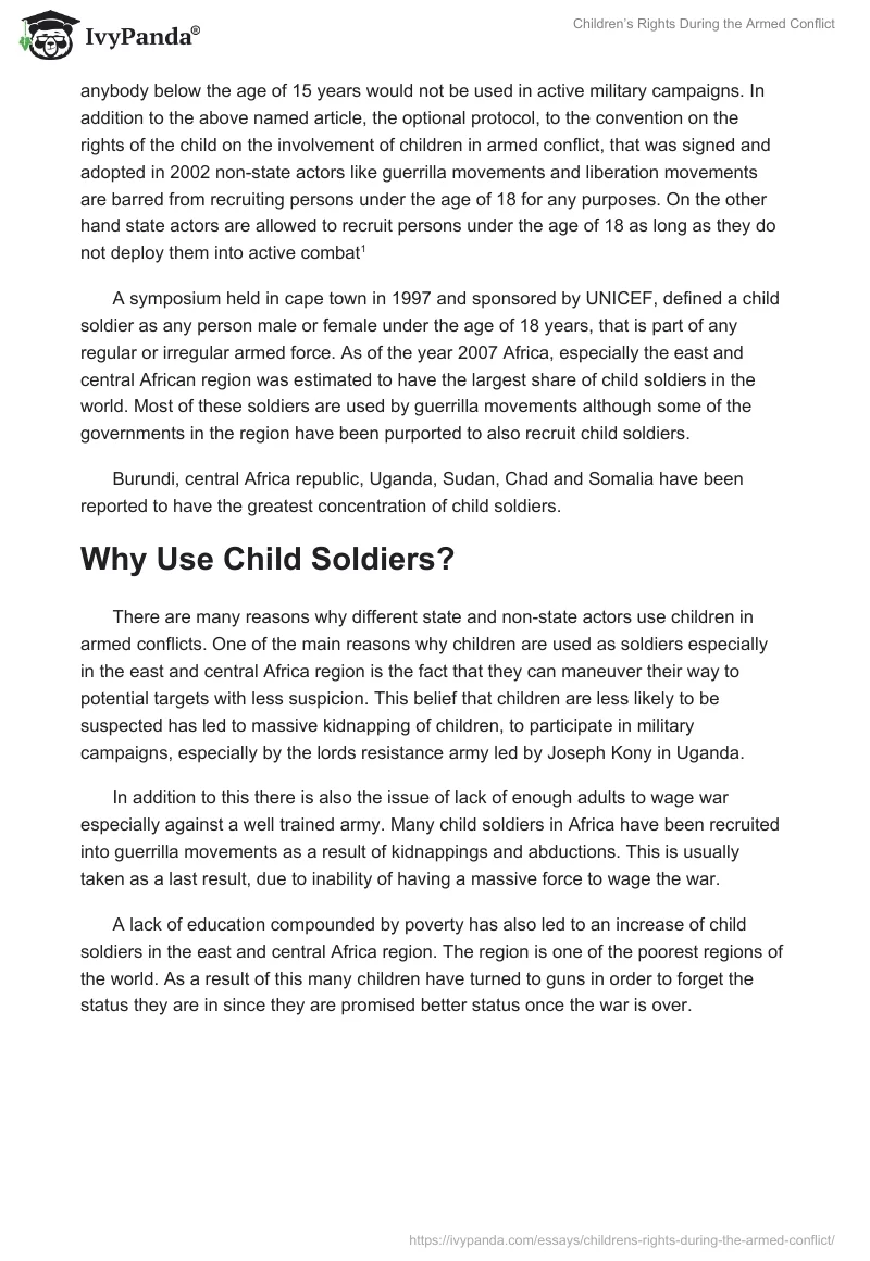 Children’s Rights During the Armed Conflict. Page 2