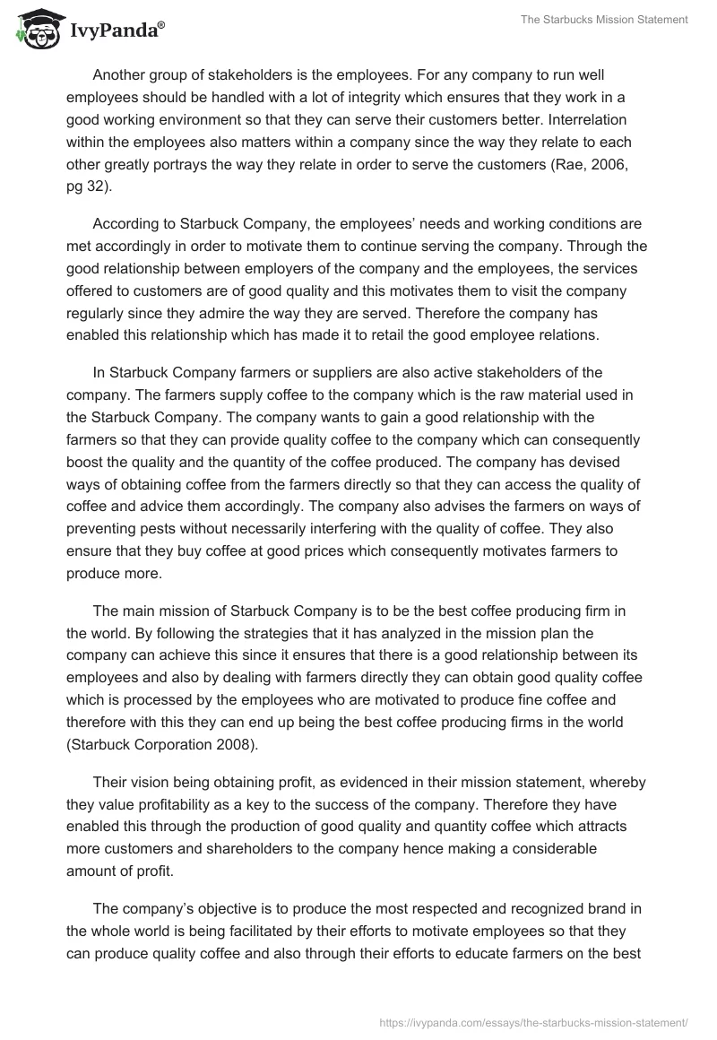 The Starbucks Mission Statement. Page 3