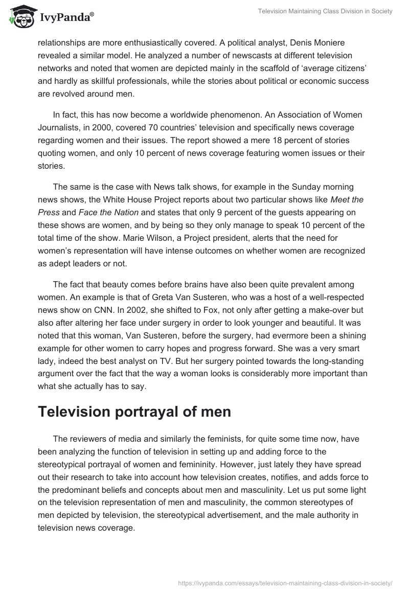 Television Maintaining Class Division in Society. Page 4