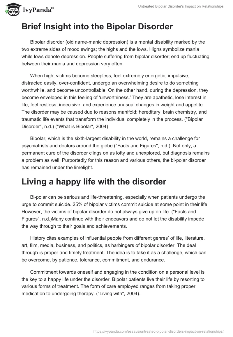 Untreated Bipolar Disorder's Impact on Relationships. Page 2