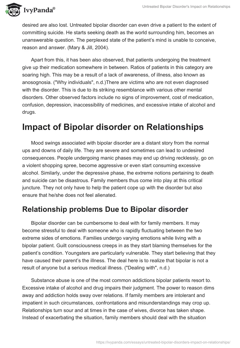 Untreated Bipolar Disorder's Impact on Relationships. Page 4