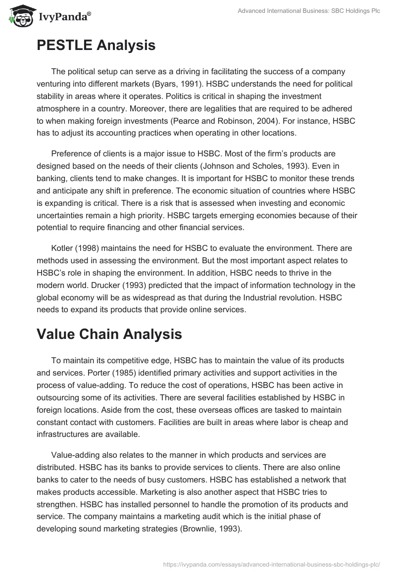 Advanced International Business: SBC Holdings Plc. Page 4