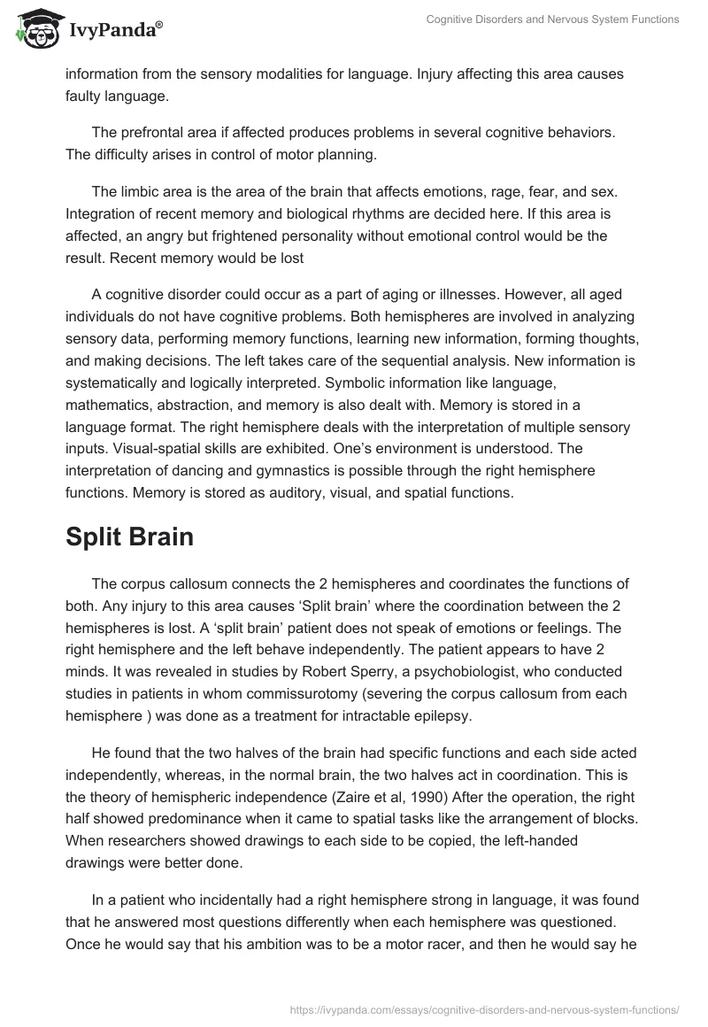 Cognitive Disorders and Nervous System Functions. Page 2