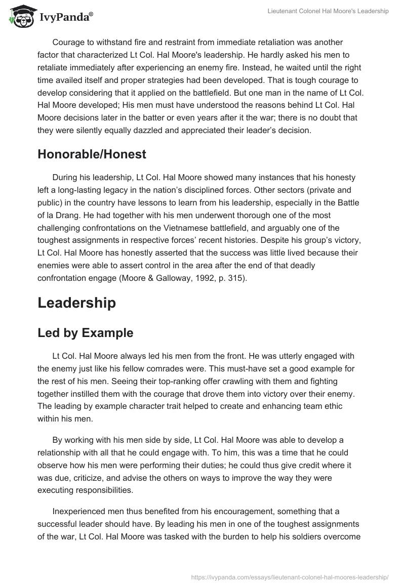 Lieutenant Colonel Hal Moore's Leadership. Page 3