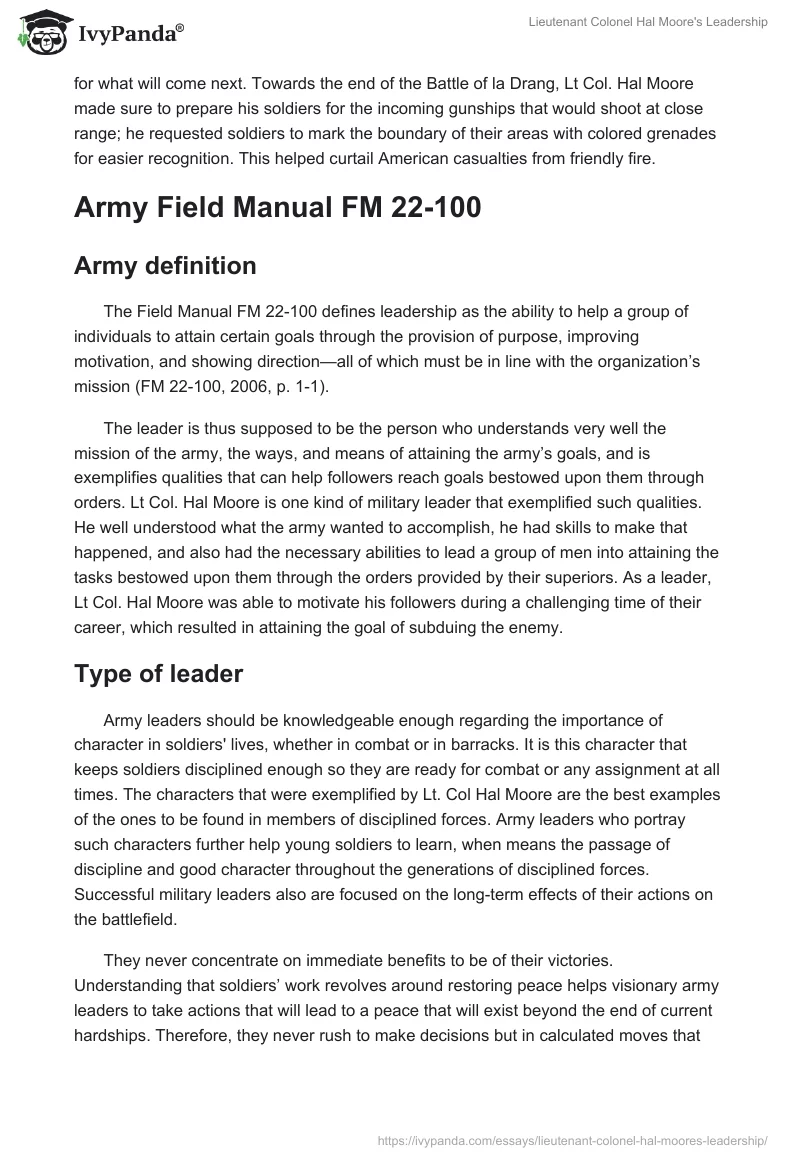 Lieutenant Colonel Hal Moore's Leadership. Page 5