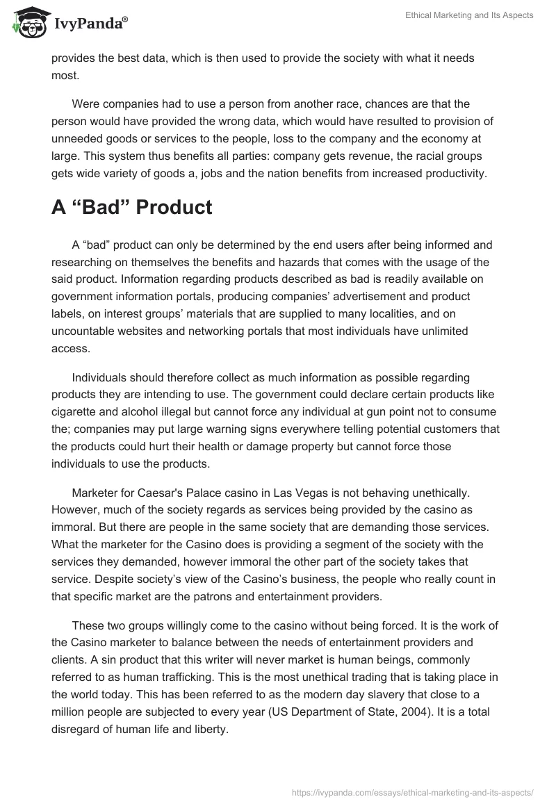 Ethical Marketing and Its Aspects. Page 3