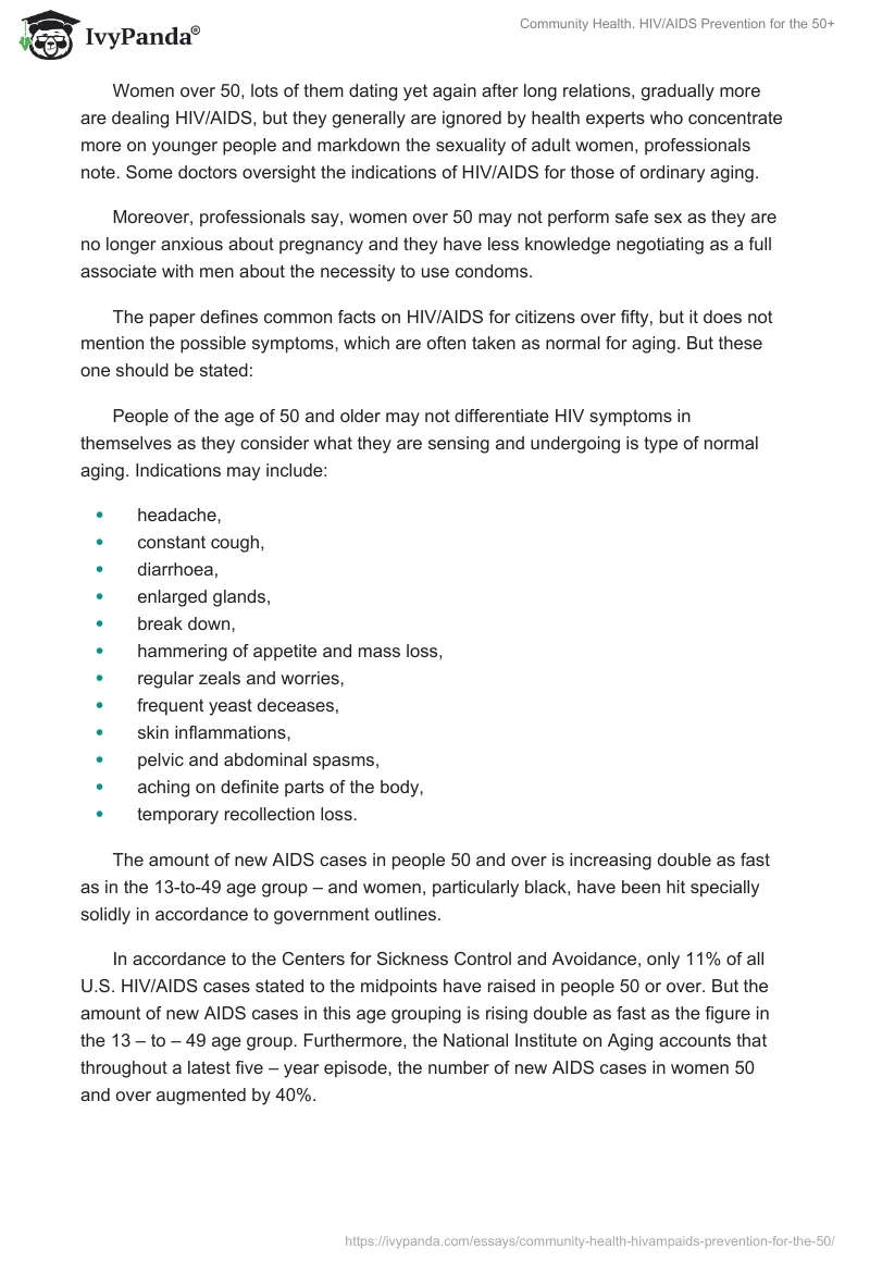 Community Health. HIV/AIDS Prevention for the 50+. Page 2