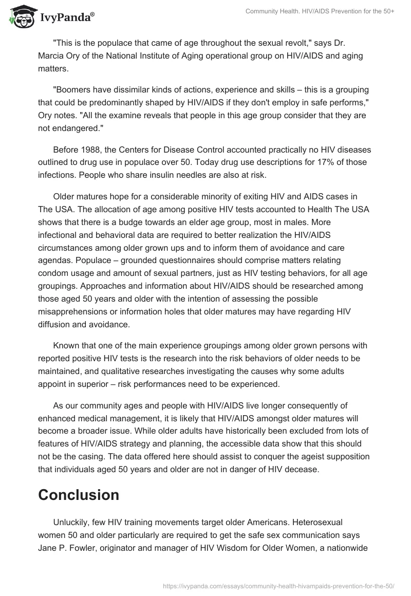 Community Health. HIV/AIDS Prevention for the 50+. Page 3