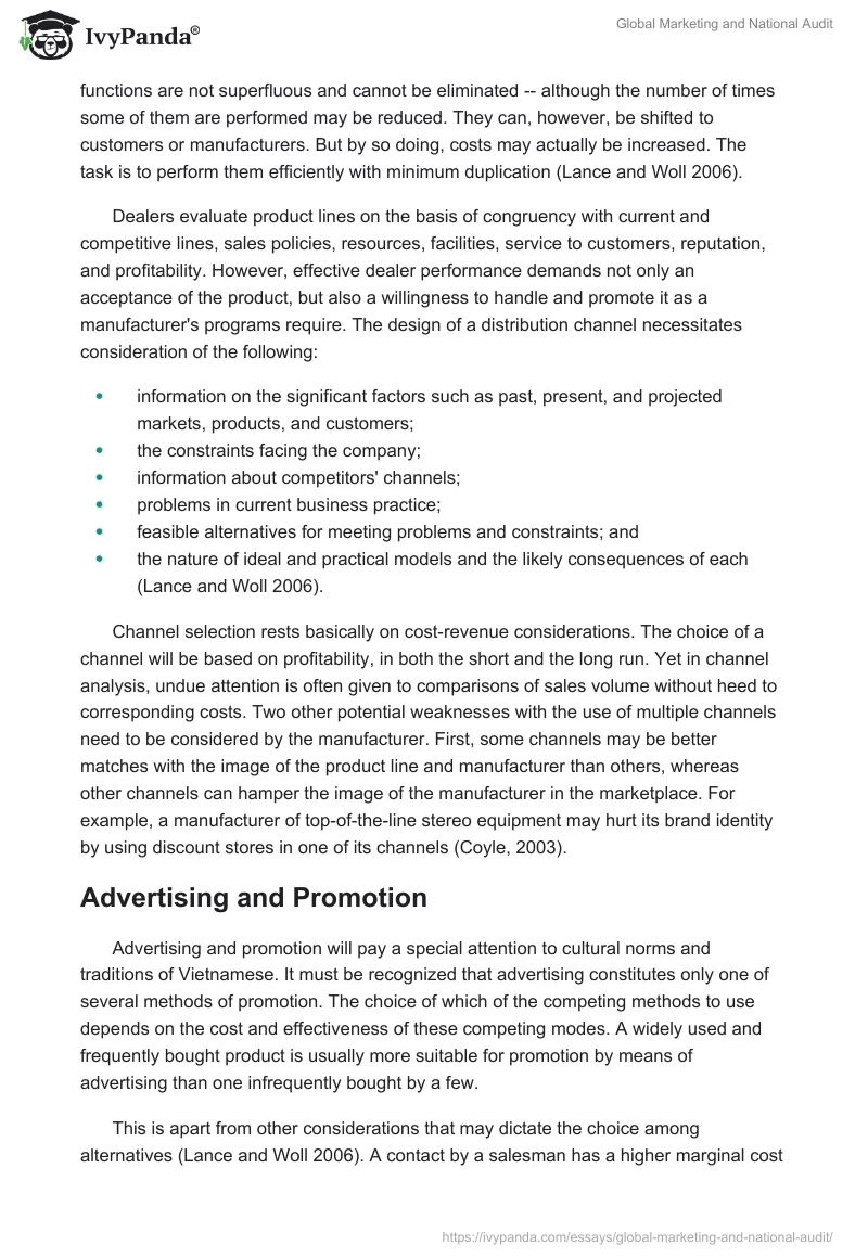 Global Marketing and National Audit. Page 5