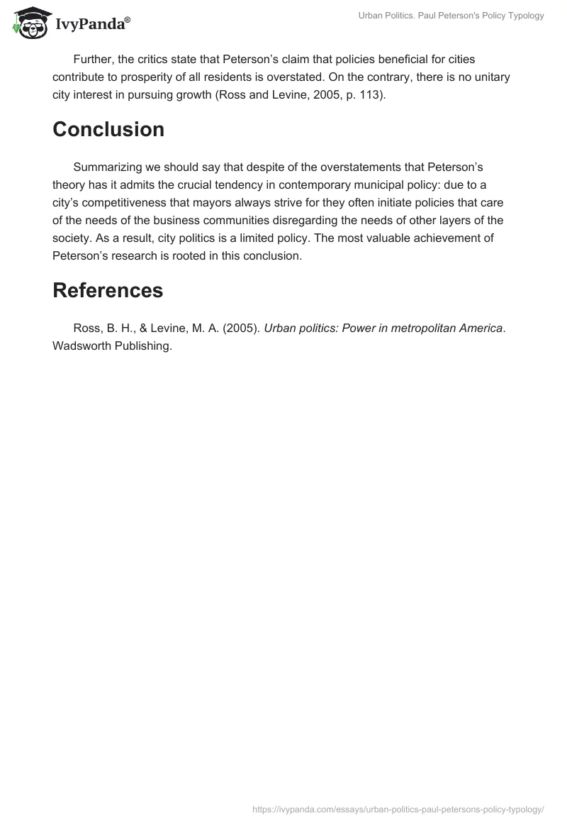 Urban Politics. Paul Peterson's Policy Typology. Page 3