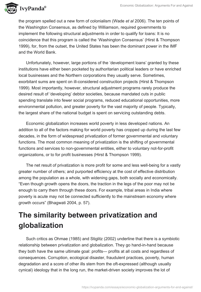 Economic Globalization: Arguments For and Against. Page 2
