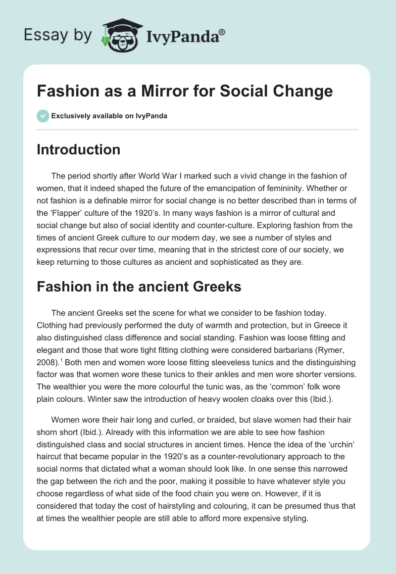 Fashion as a Mirror for Social Change. Page 1