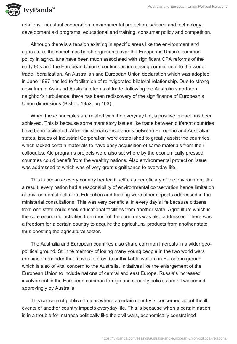Australia and European Union Political Relations. Page 2