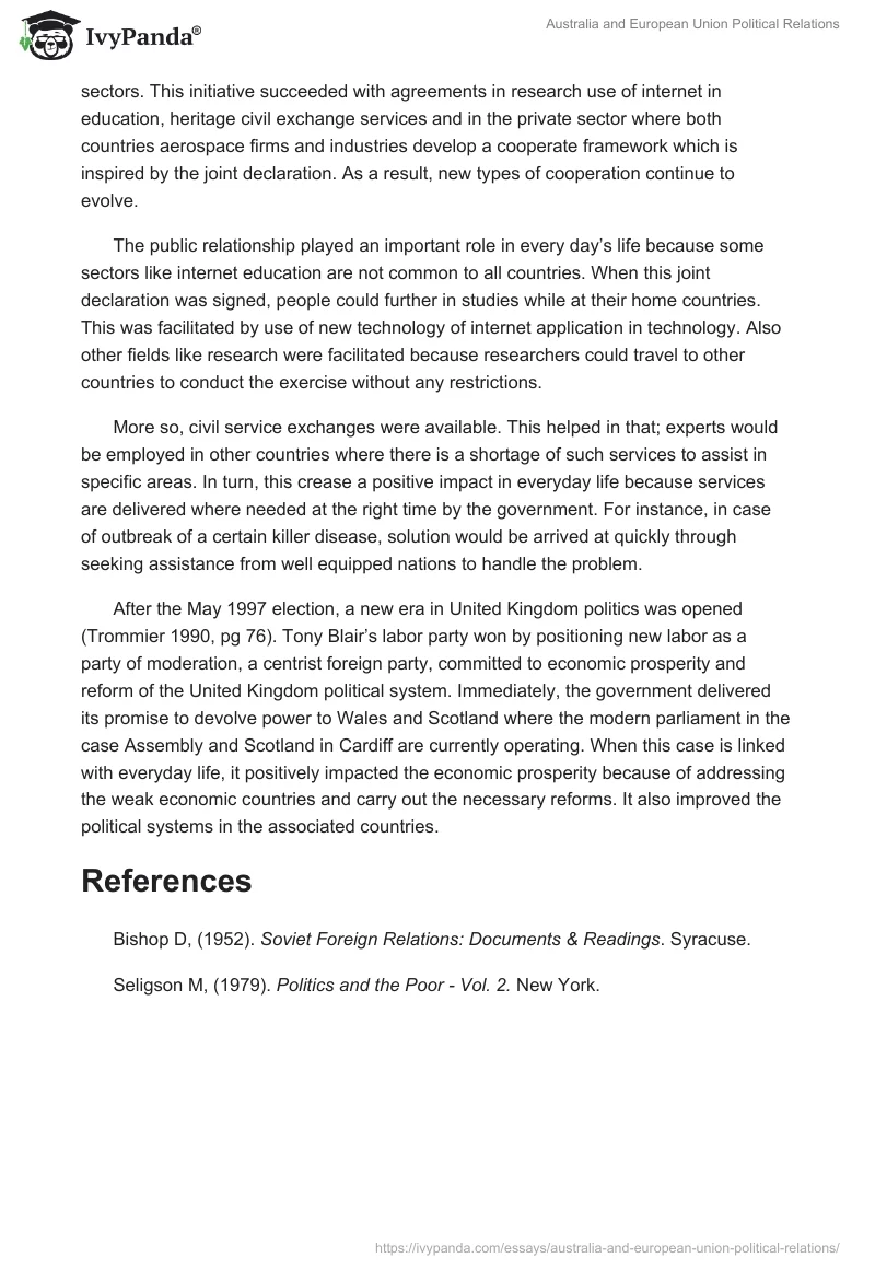 Australia and European Union Political Relations. Page 4