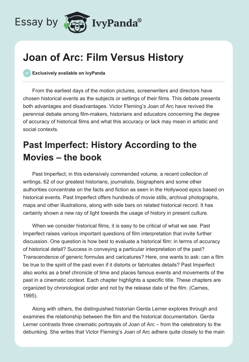 Joan of Arc: Film Versus History. Page 1