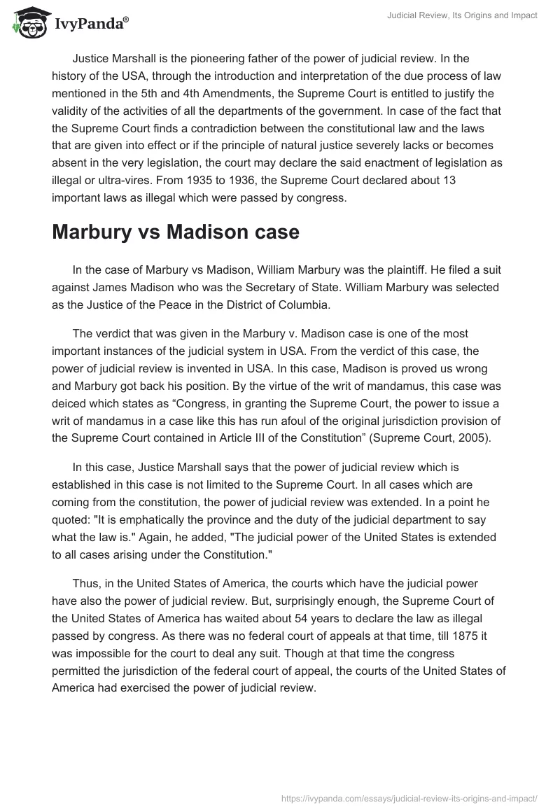 Judicial Review, Its Origins and Impact. Page 4