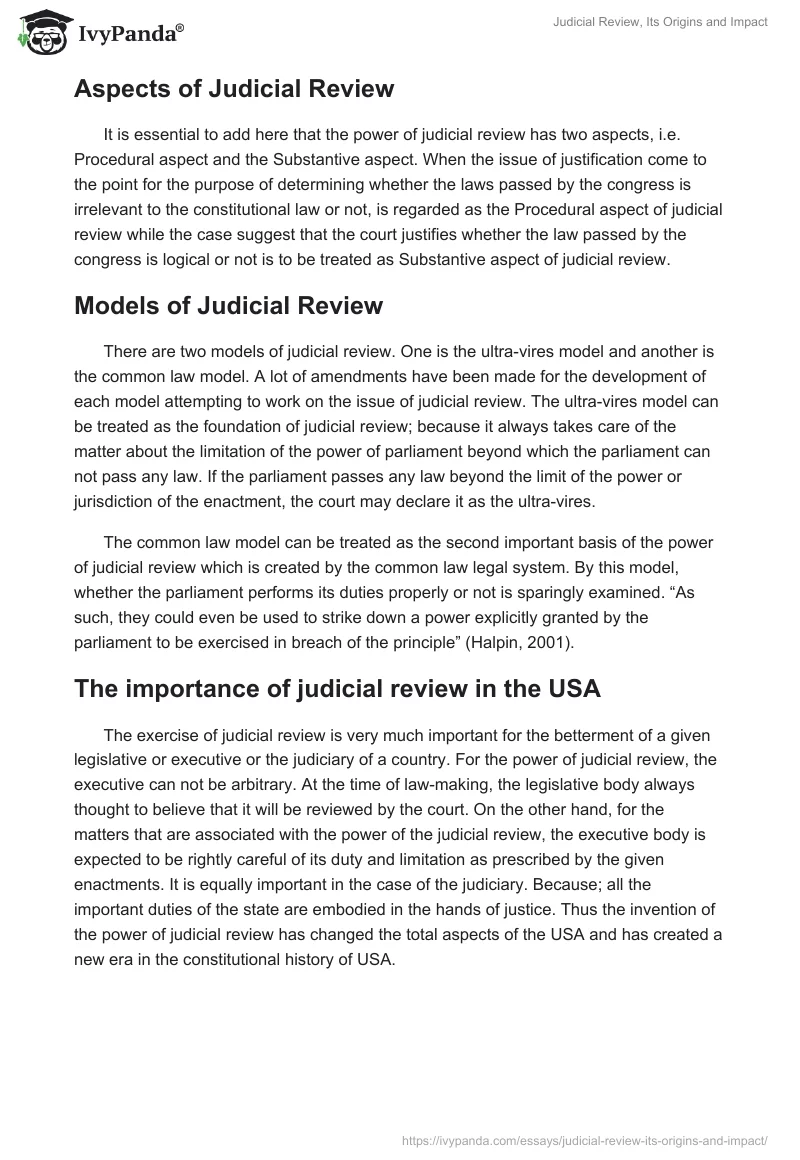 Judicial Review, Its Origins and Impact. Page 5