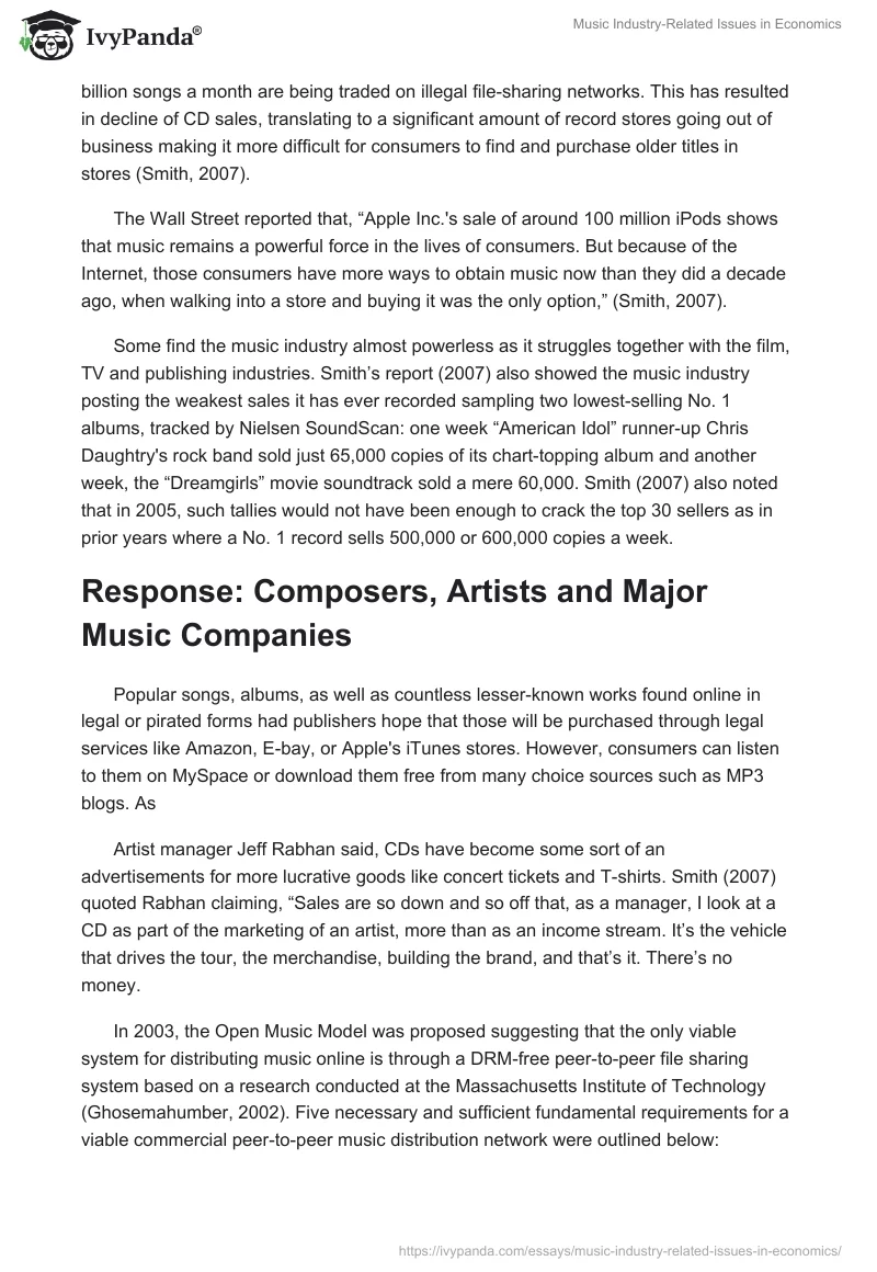 Music Industry-Related Issues in Economics. Page 2