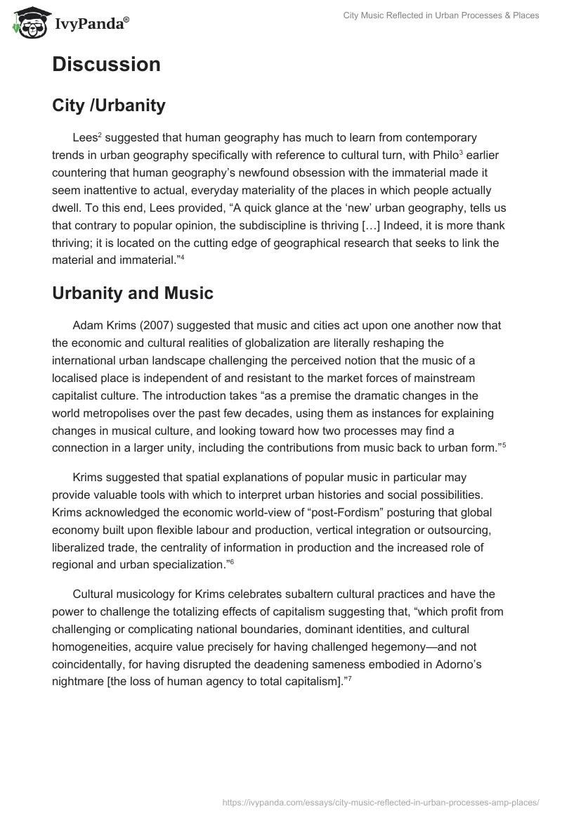 City Music Reflected in Urban Processes & Places. Page 2