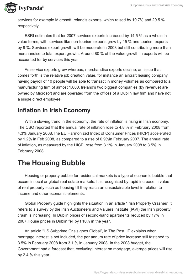 Subprime Crisis and Real Irish Economy. Page 3