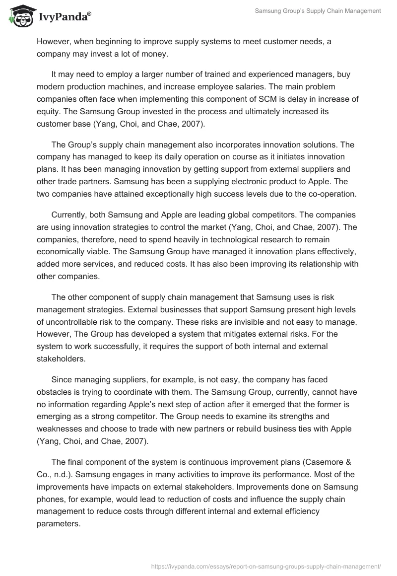 Samsung Group’s Supply Chain Management. Page 3