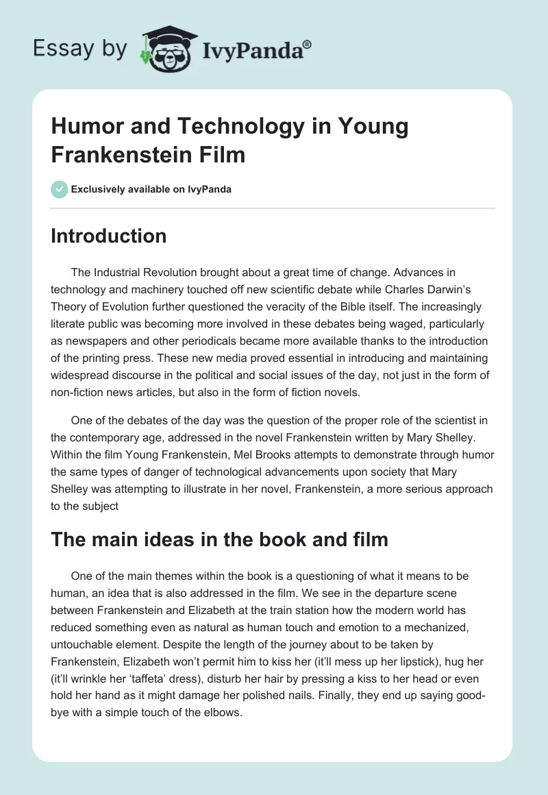 Humor and Technology in "Young Frankenstein" Film. Page 1