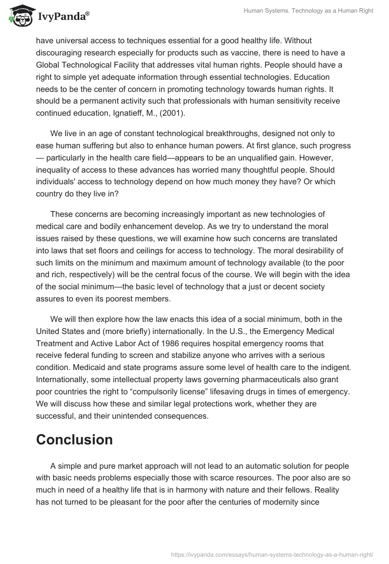 Human Systems. Technology as a Human Right. Page 2