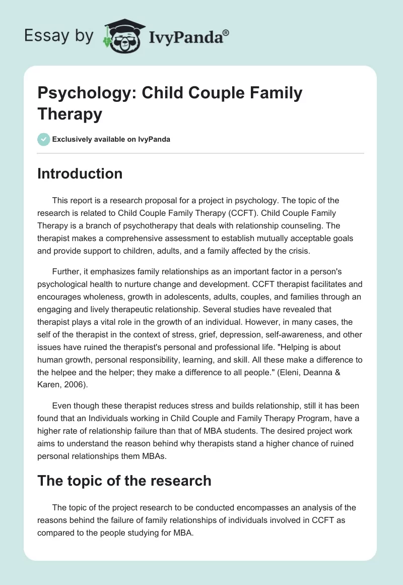 Psychology: Child Couple Family Therapy. Page 1