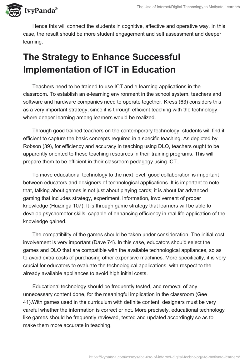 The Use of Internet/Digital Technology to Motivate Learners. Page 3