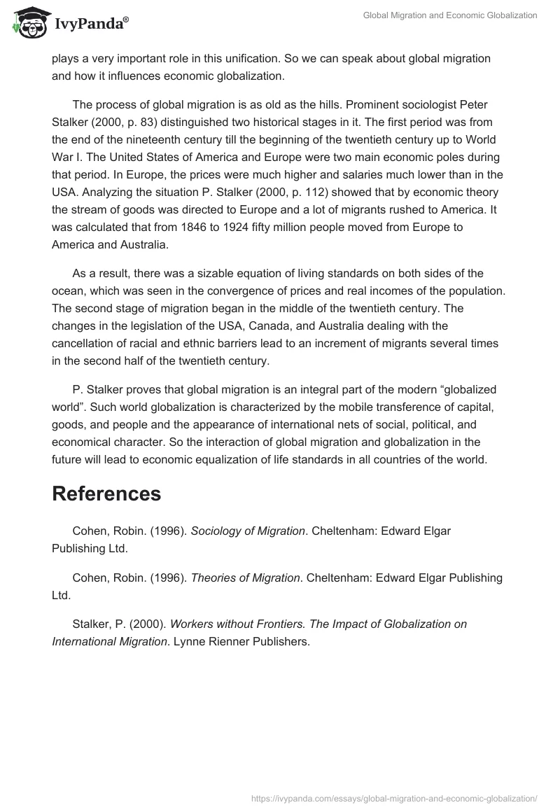 Global Migration and Economic Globalization. Page 2