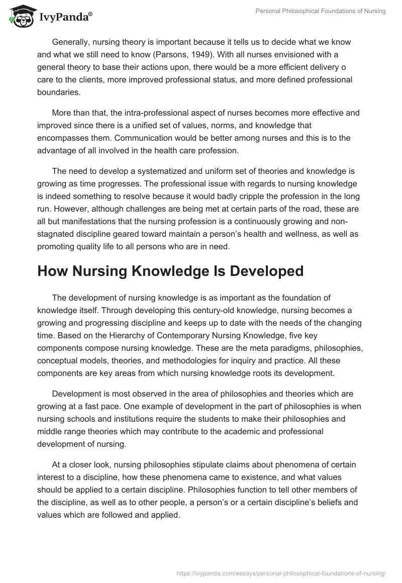 Personal Philosophical Foundations of Nursing. Page 3