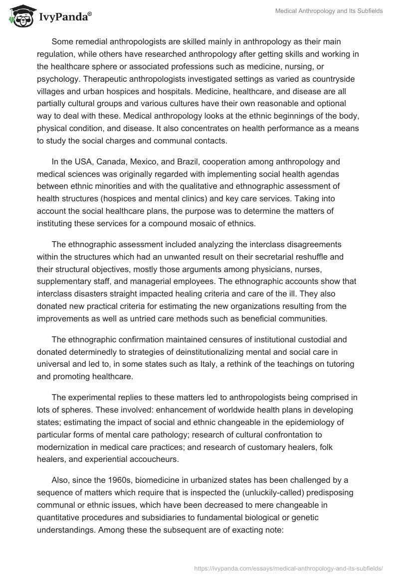 Medical Anthropology and Its Subfields. Page 2