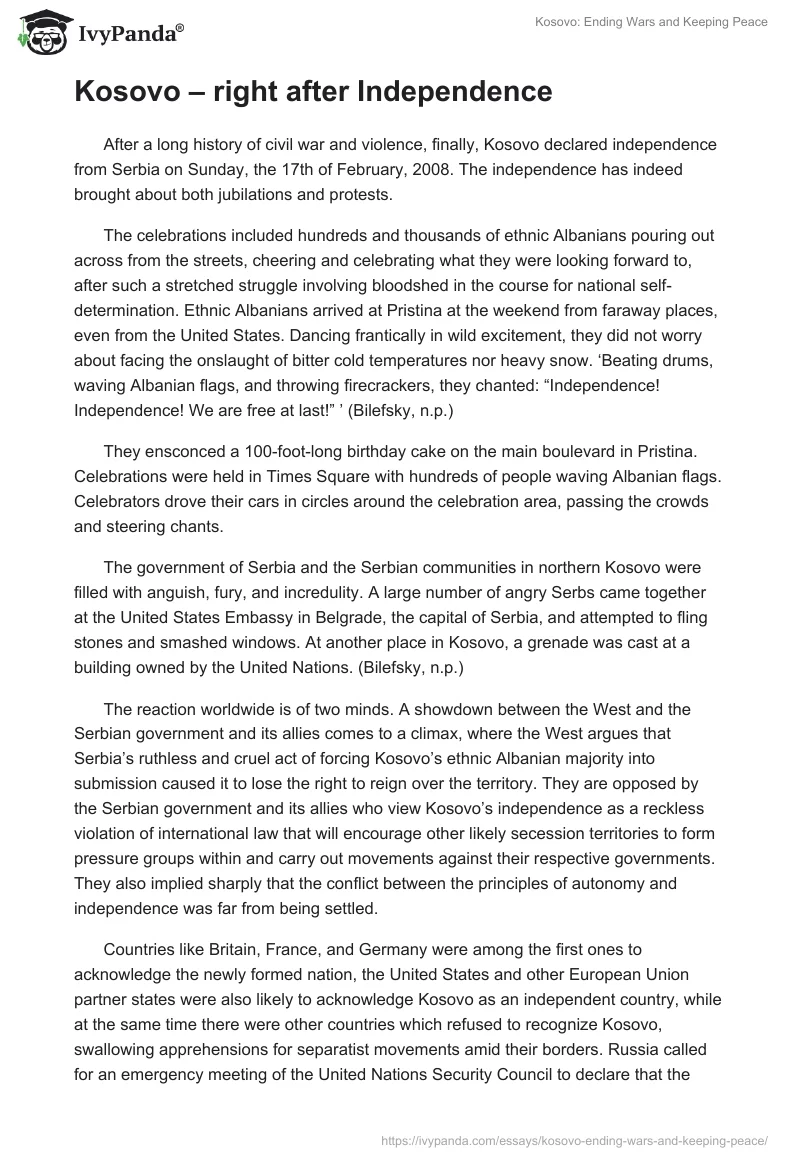 Kosovo: Ending Wars and Keeping Peace. Page 2