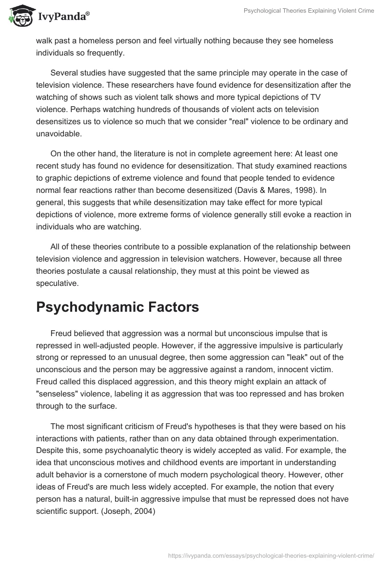 Psychological Theories Explaining Violent Crime. Page 4