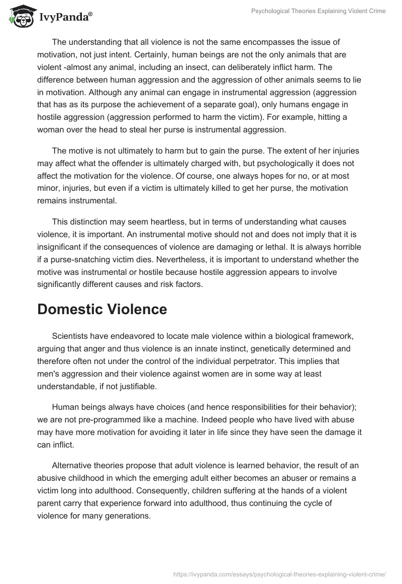 Psychological Theories Explaining Violent Crime. Page 5