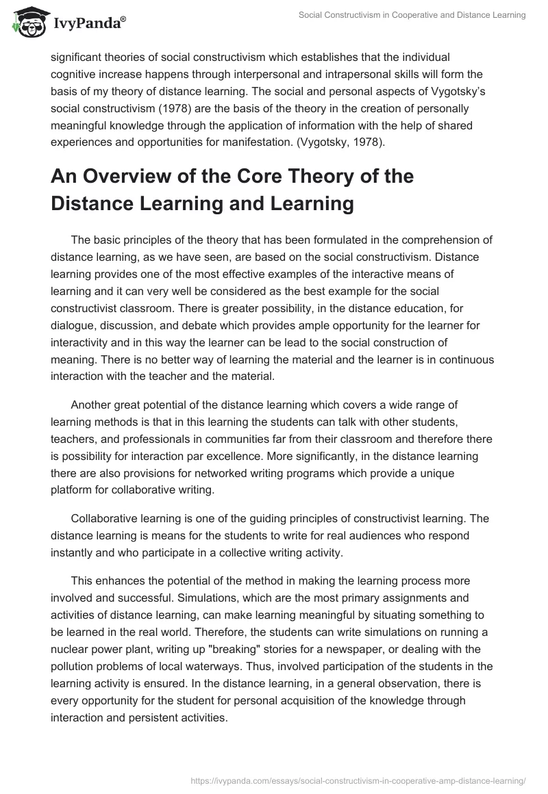Social Constructivism in Cooperative and Distance Learning. Page 5