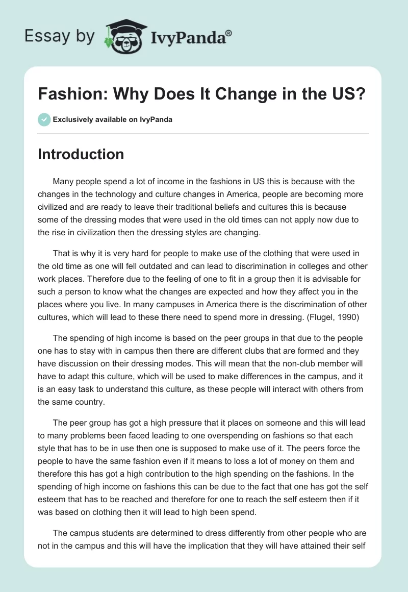 Fashion: Why Does It Change in the US?. Page 1